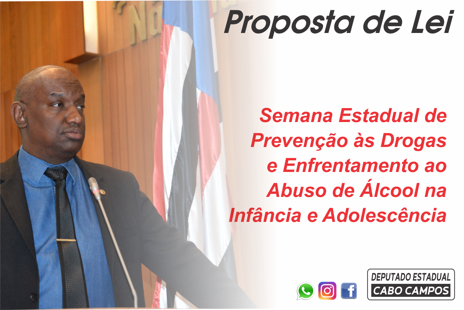 Projeto de Cabo Campos institui semana de prevenção às drogas