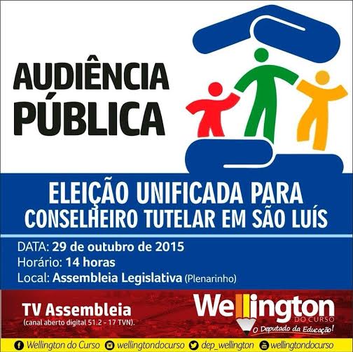 Deputado Wellington realizará Audiência Pública para discutir o processo de escolha dos conselheiros tutelares 