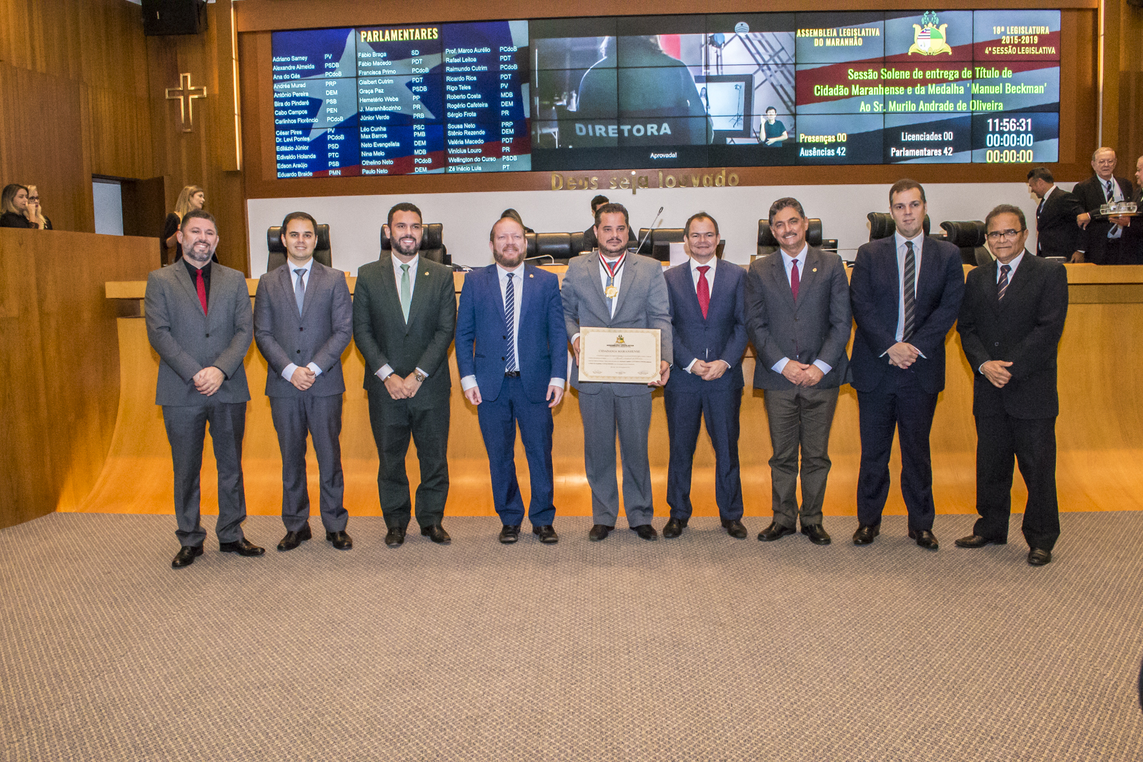 Assembleia entrega Título de Cidadão Maranhense e Medalha Manuel Beckman ao secretário Murilo Andrade